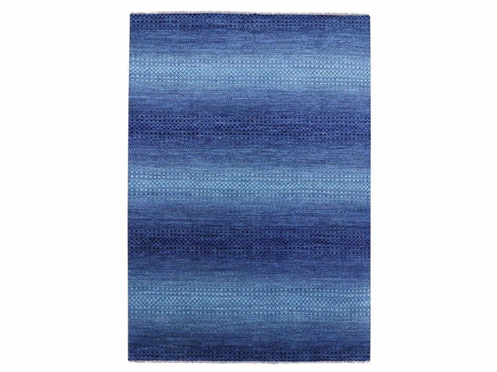 9'10" x 14'0" New Hand Knotted Blue Wool Rectangle Oriental Rug - MOA10279167