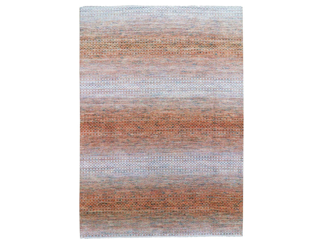 9'10" x 13'10" New Hand Knotted Orange Wool Rectangle Oriental Rug - MOA10279168