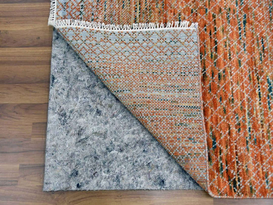 9'10" x 13'10" New Hand Knotted Orange Wool Rectangle Oriental Rug - MOA10279168