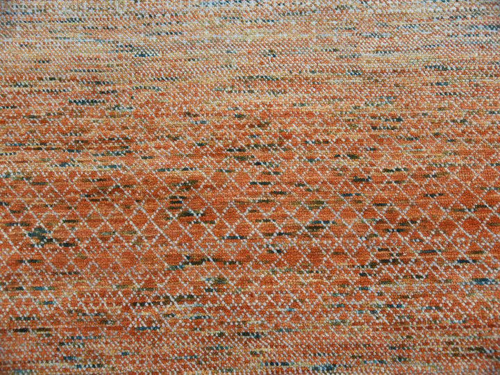 9'10" x 13'10" New Hand Knotted Orange Wool Rectangle Oriental Rug - MOA10279168
