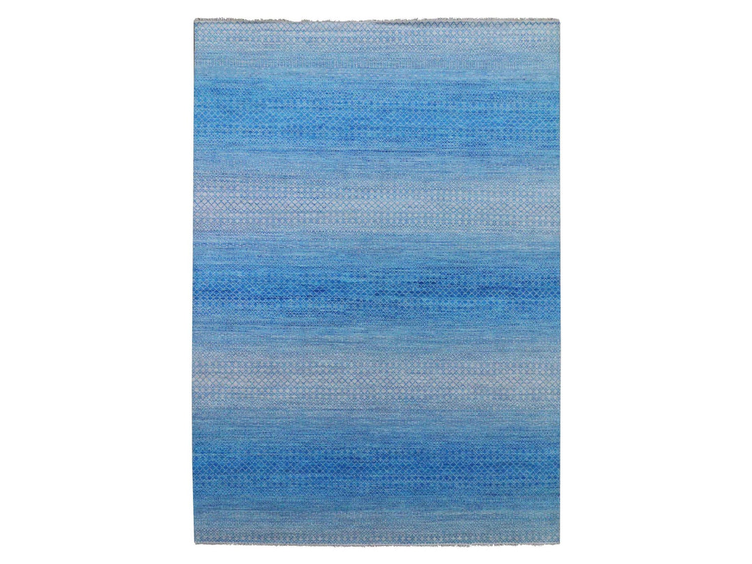 10'0" x 14'3" New Hand Knotted Blue Wool Rectangle Oriental Rug - MOA10279169