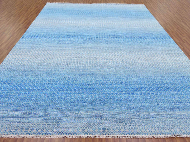 10'0" x 14'3" New Hand Knotted Blue Wool Rectangle Oriental Rug - MOA10279169