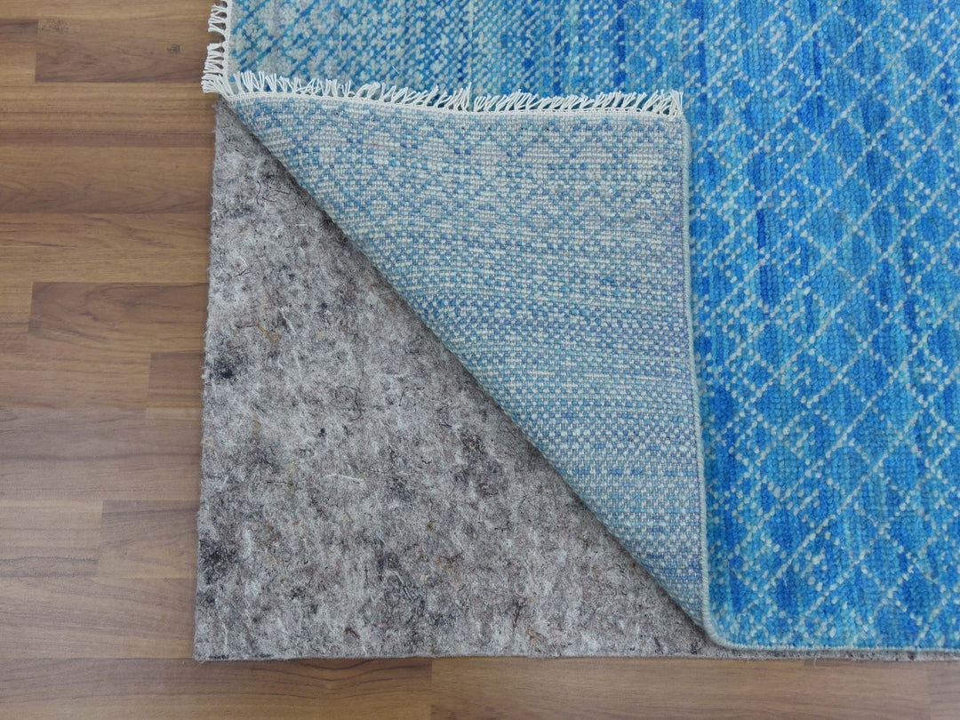 10'0" x 14'3" New Hand Knotted Blue Wool Rectangle Oriental Rug - MOA10279169