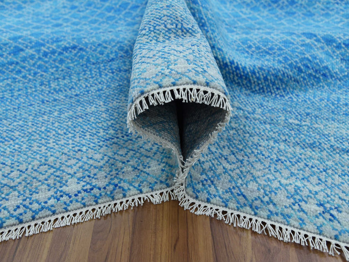 10'0" x 14'3" New Hand Knotted Blue Wool Rectangle Oriental Rug - MOA10279169