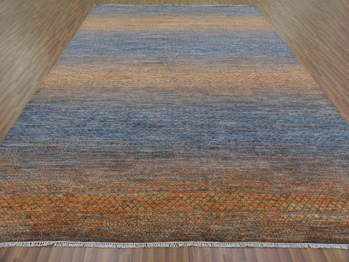 10'0" x 14'5" New Hand Knotted Orange Wool Rectangle Oriental Rug - MOA10279171