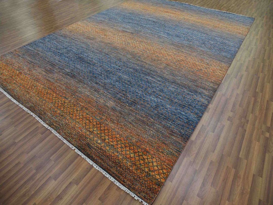 10'0" x 14'5" New Hand Knotted Orange Wool Rectangle Oriental Rug - MOA10279171