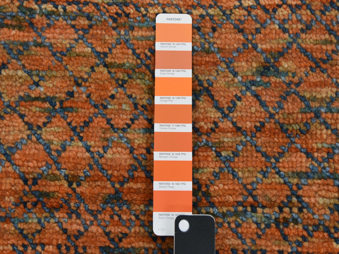 10'0" x 14'5" New Hand Knotted Orange Wool Rectangle Oriental Rug - MOA10279171