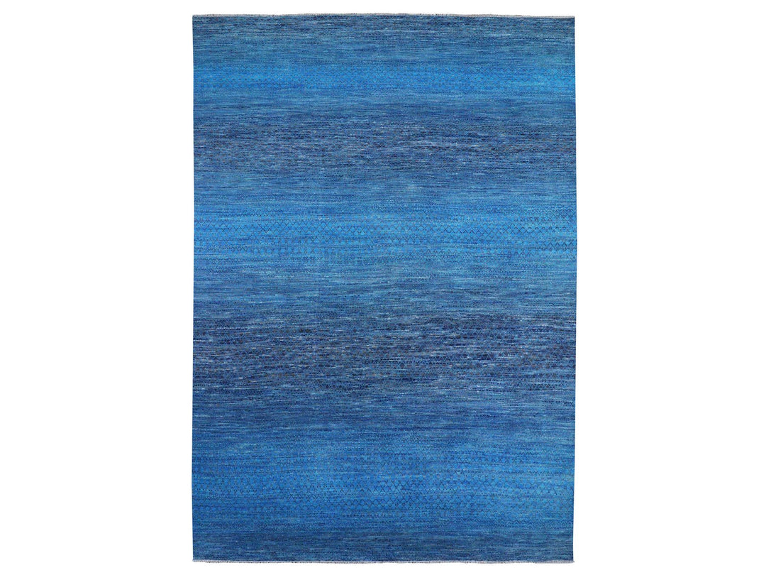 10'0" x 14'3" New Hand Knotted Blue Wool Rectangle Oriental Rug - MOA10279172