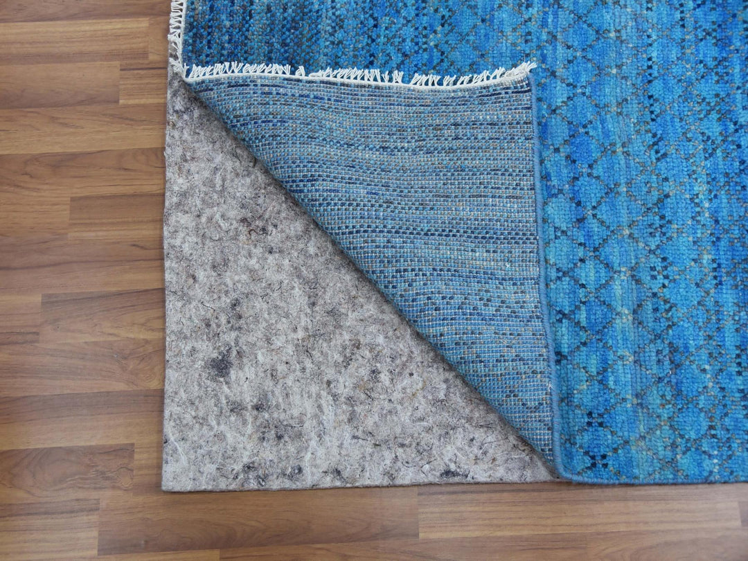 10'0" x 14'3" New Hand Knotted Blue Wool Rectangle Oriental Rug - MOA10279172