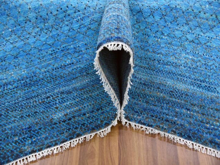 10'0" x 14'3" New Hand Knotted Blue Wool Rectangle Oriental Rug - MOA10279172