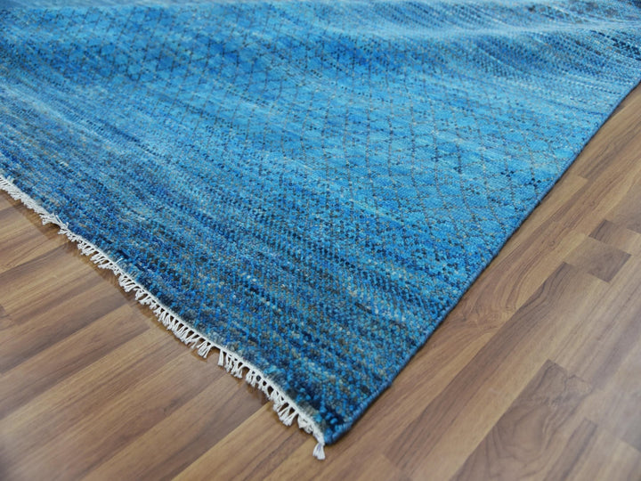 10'0" x 14'3" New Hand Knotted Blue Wool Rectangle Oriental Rug - MOA10279172