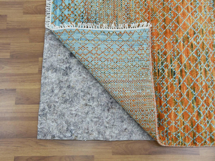 10'1" x 14'0" New Hand Knotted Orange Wool Rectangle Oriental Rug - MOA10279174