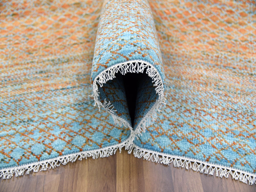 10'1" x 14'0" New Hand Knotted Orange Wool Rectangle Oriental Rug - MOA10279174