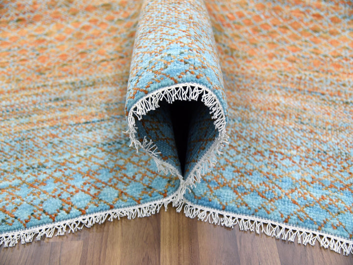 10'1" x 14'0" New Hand Knotted Orange Wool Rectangle Oriental Rug - MOA10279174