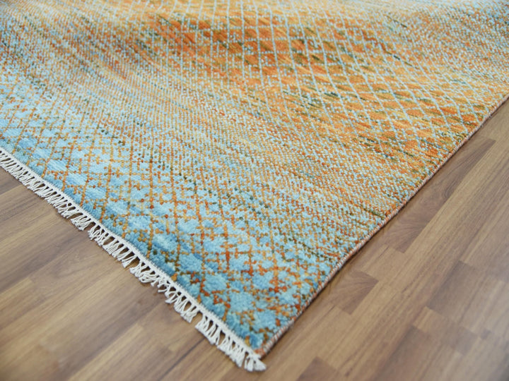 10'1" x 14'0" New Hand Knotted Orange Wool Rectangle Oriental Rug - MOA10279174