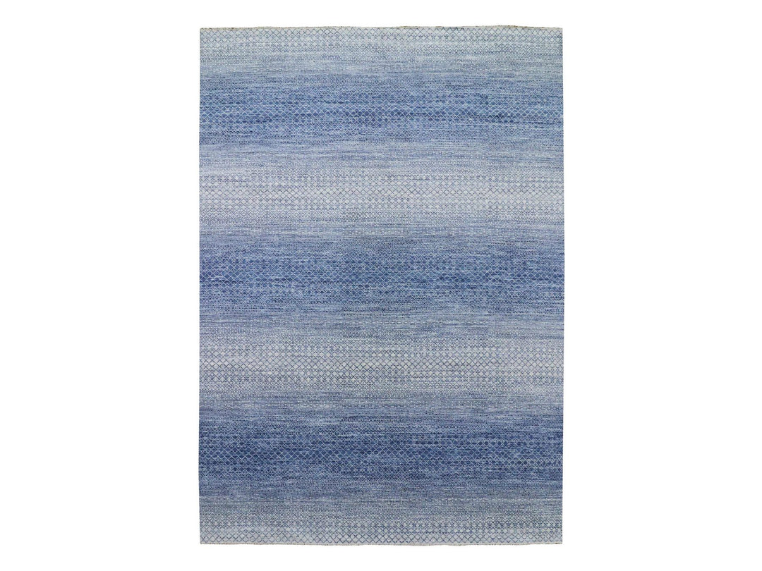 10'0" x 14'1" New Hand Knotted Blue Wool Rectangle Oriental Rug - MOA10279175