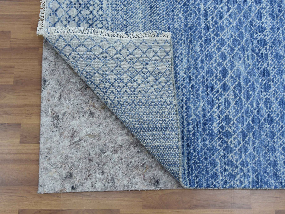 10'0" x 14'1" New Hand Knotted Blue Wool Rectangle Oriental Rug - MOA10279175