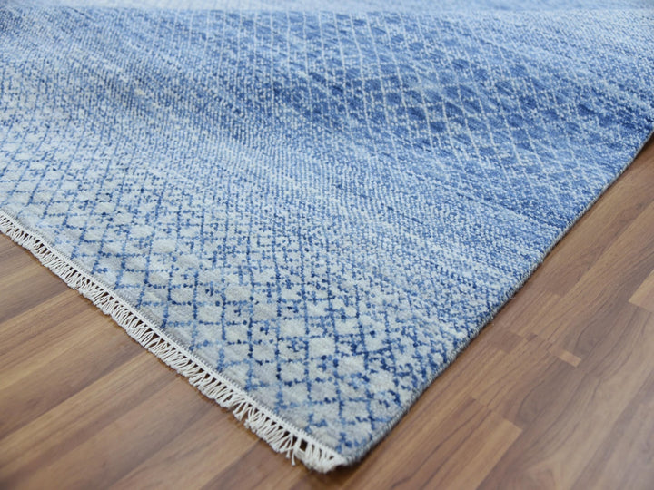 10'0" x 14'1" New Hand Knotted Blue Wool Rectangle Oriental Rug - MOA10279175