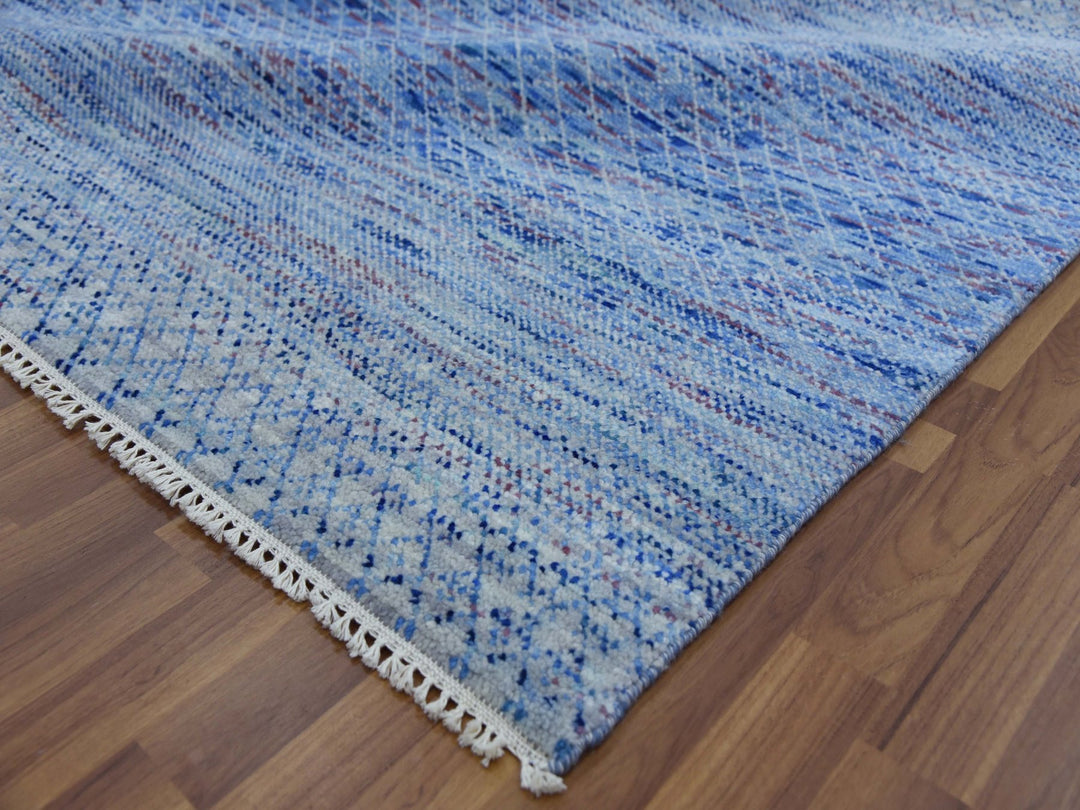 10'0" x 14'4" New Hand Knotted Blue Wool Rectangle Oriental Rug - MOA10279178