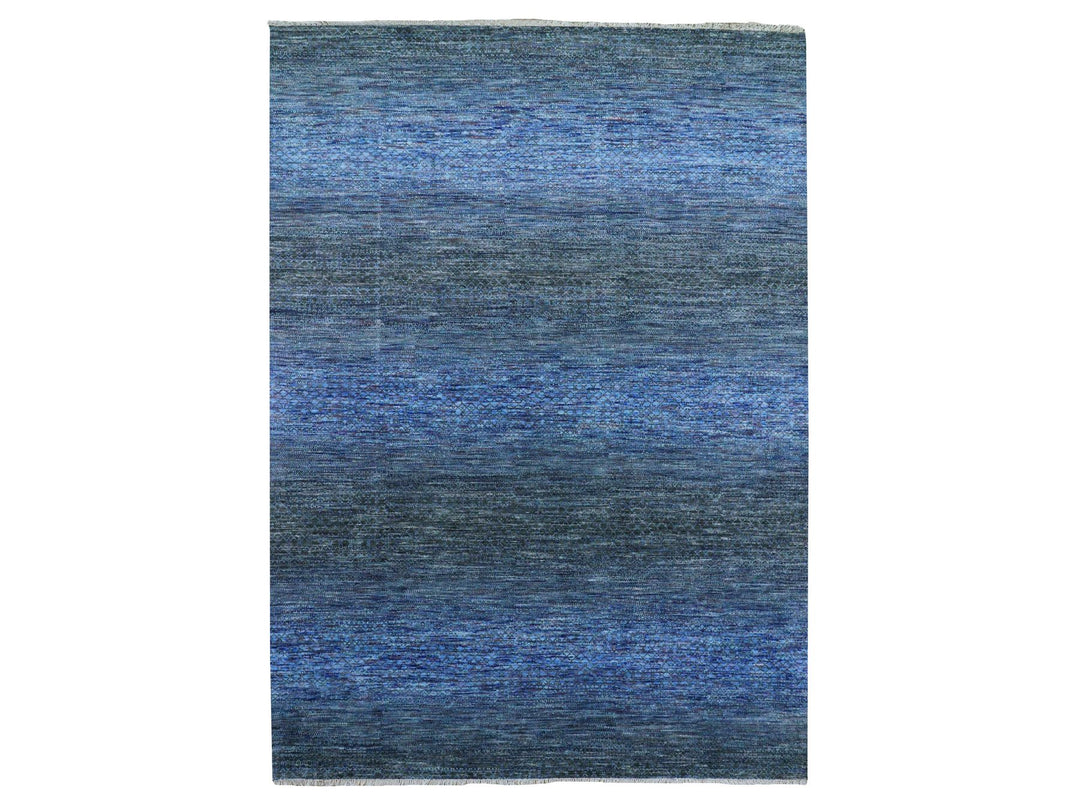 10'0" x 14'0" New Hand Knotted Blue Wool Rectangle Oriental Rug - MOA10279179