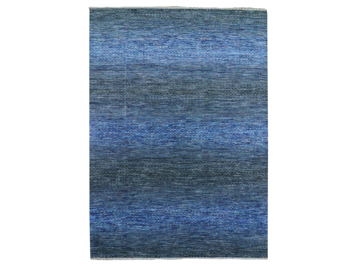 10'0" x 14'0" New Hand Knotted Blue Wool Rectangle Oriental Rug - MOA10279179