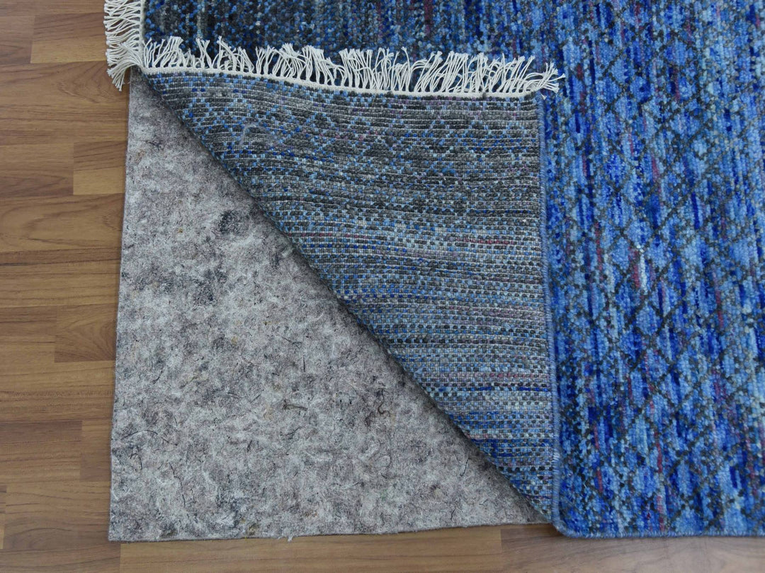 10'0" x 14'0" New Hand Knotted Blue Wool Rectangle Oriental Rug - MOA10279179