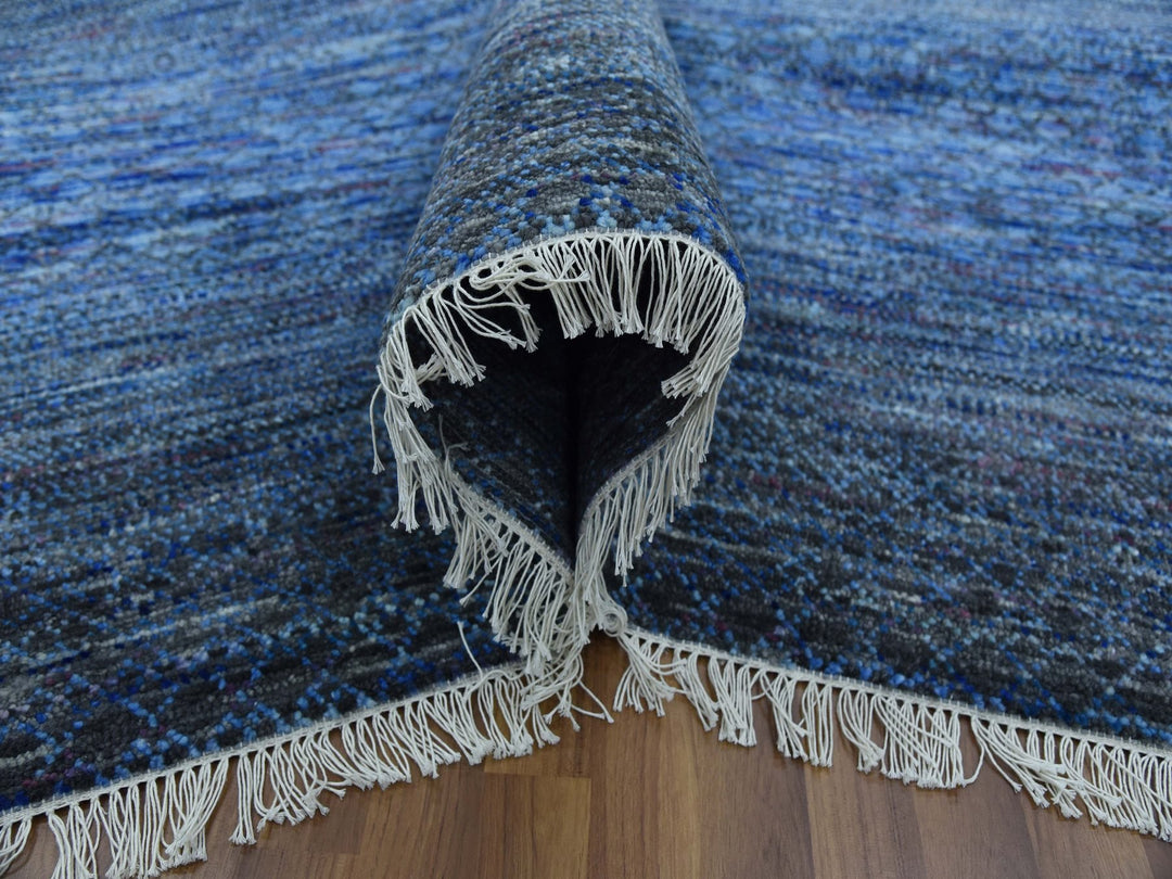 10'0" x 14'0" New Hand Knotted Blue Wool Rectangle Oriental Rug - MOA10279179