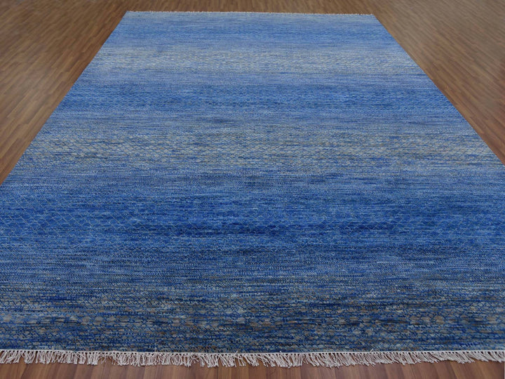 10'3" x 14'4" New Hand Knotted Blue Wool Rectangle Oriental Rug - MOA10279181