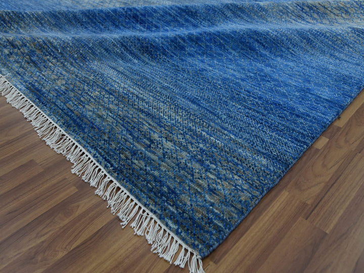 10'3" x 14'4" New Hand Knotted Blue Wool Rectangle Oriental Rug - MOA10279181