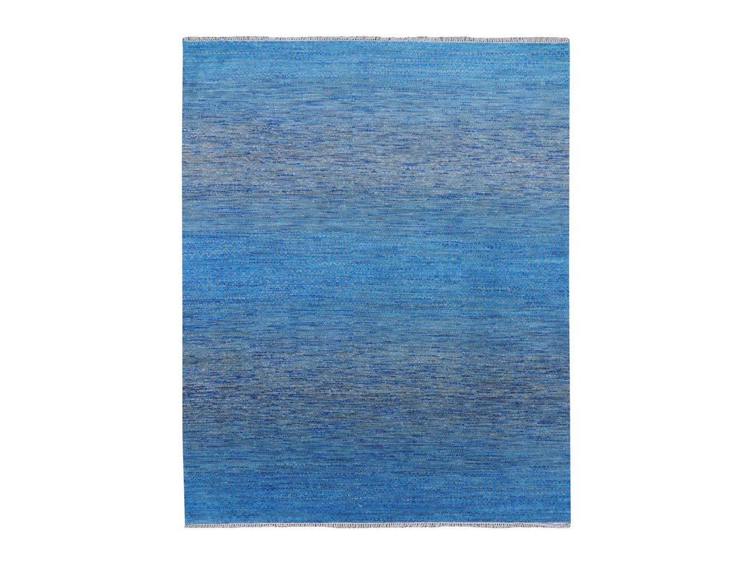 8'2" x 10'0" New Hand Knotted Blue Wool Rectangle Oriental Rug - MOA10279191