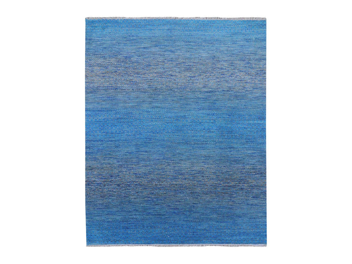 8'2" x 10'0" New Hand Knotted Blue Wool Rectangle Oriental Rug - MOA10279191