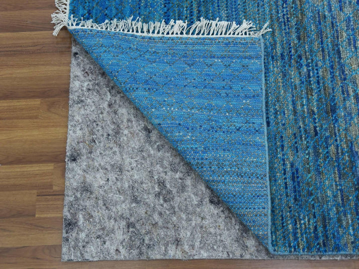 8'2" x 10'0" New Hand Knotted Blue Wool Rectangle Oriental Rug - MOA10279191