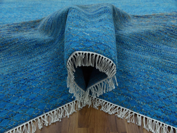 8'2" x 10'0" New Hand Knotted Blue Wool Rectangle Oriental Rug - MOA10279191