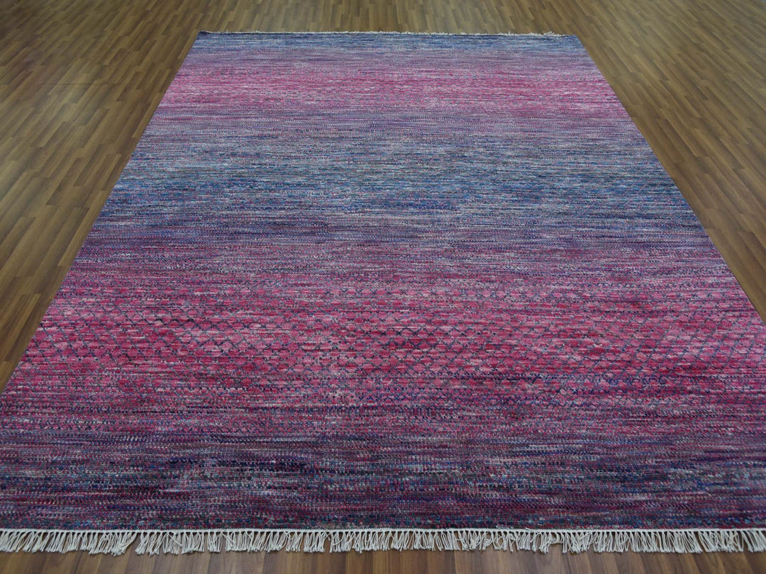 8'1" x 10'2" New Hand Knotted Pink Wool Rectangle Oriental Rug - MOA10279198