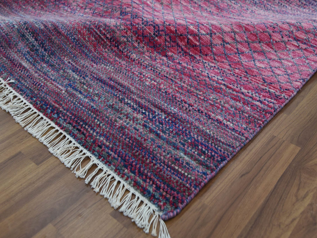 8'1" x 10'2" New Hand Knotted Pink Wool Rectangle Oriental Rug - MOA10279198