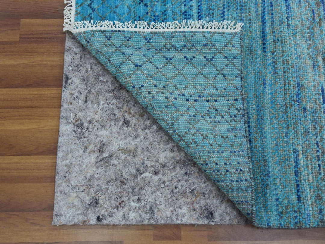 8'0" x 9'10" New Hand Knotted Blue Wool Rectangle Oriental Rug - MOA10279202