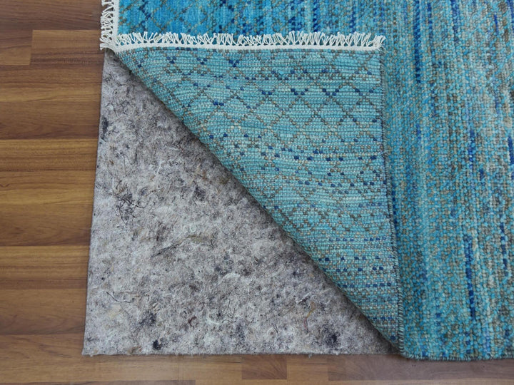 8'0" x 9'10" New Hand Knotted Blue Wool Rectangle Oriental Rug - MOA10279202