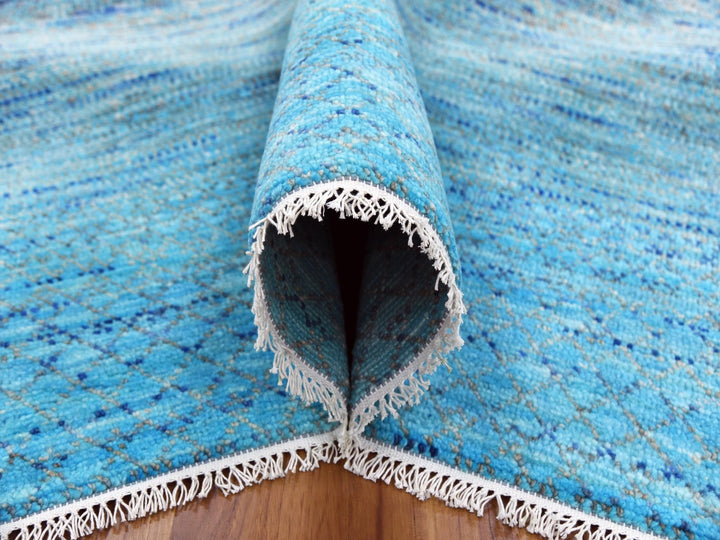 8'0" x 9'10" New Hand Knotted Blue Wool Rectangle Oriental Rug - MOA10279202
