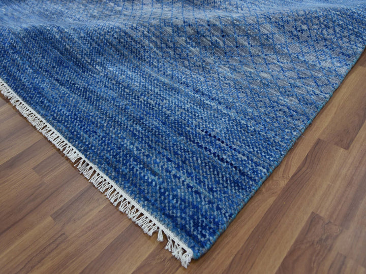 9'3" x 12'6" New Hand Knotted Blue Wool Rectangle Oriental Rug - MOA10279215