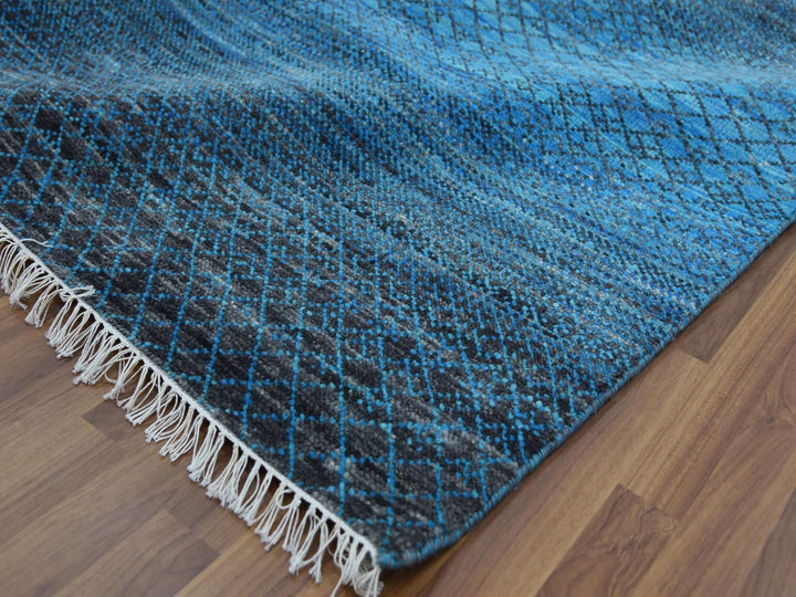 9'4" x 12'1" New Hand Knotted Blue Wool Rectangle Oriental Rug - MOA10279219