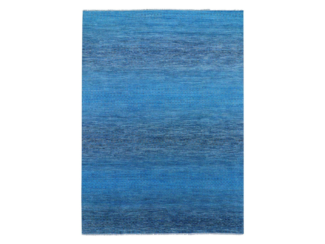 9'1" x 11'10" New Hand Knotted Blue Wool Rectangle Oriental Rug - MOA10279221