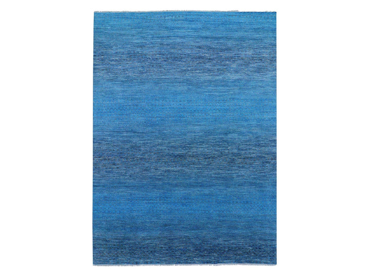 9'1" x 11'10" New Hand Knotted Blue Wool Rectangle Oriental Rug - MOA10279221