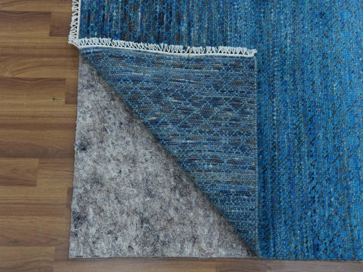 9'1" x 11'10" New Hand Knotted Blue Wool Rectangle Oriental Rug - MOA10279221
