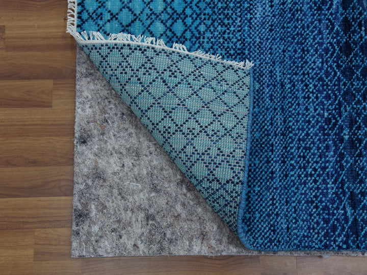 9'1" x 11'8" New Hand Knotted Blue Wool Rectangle Oriental Rug - MOA10279227