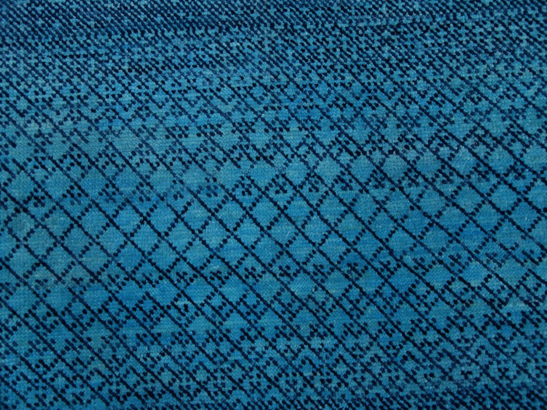 9'0" x 11'7" New Hand Knotted Blue Wool Rectangle Oriental Rug - MOA10279233