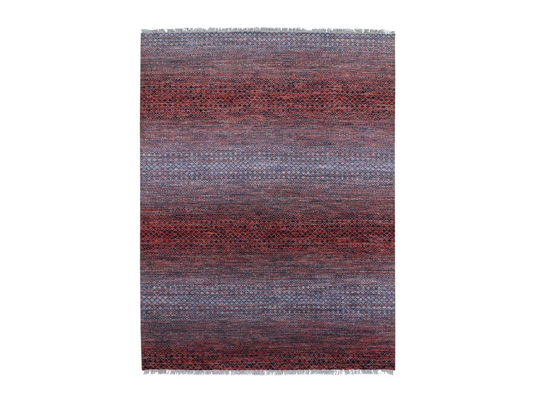 9'1" x 12'1" New Hand Knotted Red Wool Rectangle Oriental Rug - MOA10279238