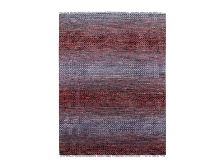 9'1" x 12'1" New Hand Knotted Red Wool Rectangle Oriental Rug - MOA10279238