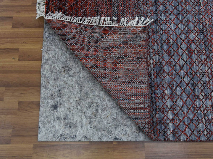 9'1" x 12'1" New Hand Knotted Red Wool Rectangle Oriental Rug - MOA10279238