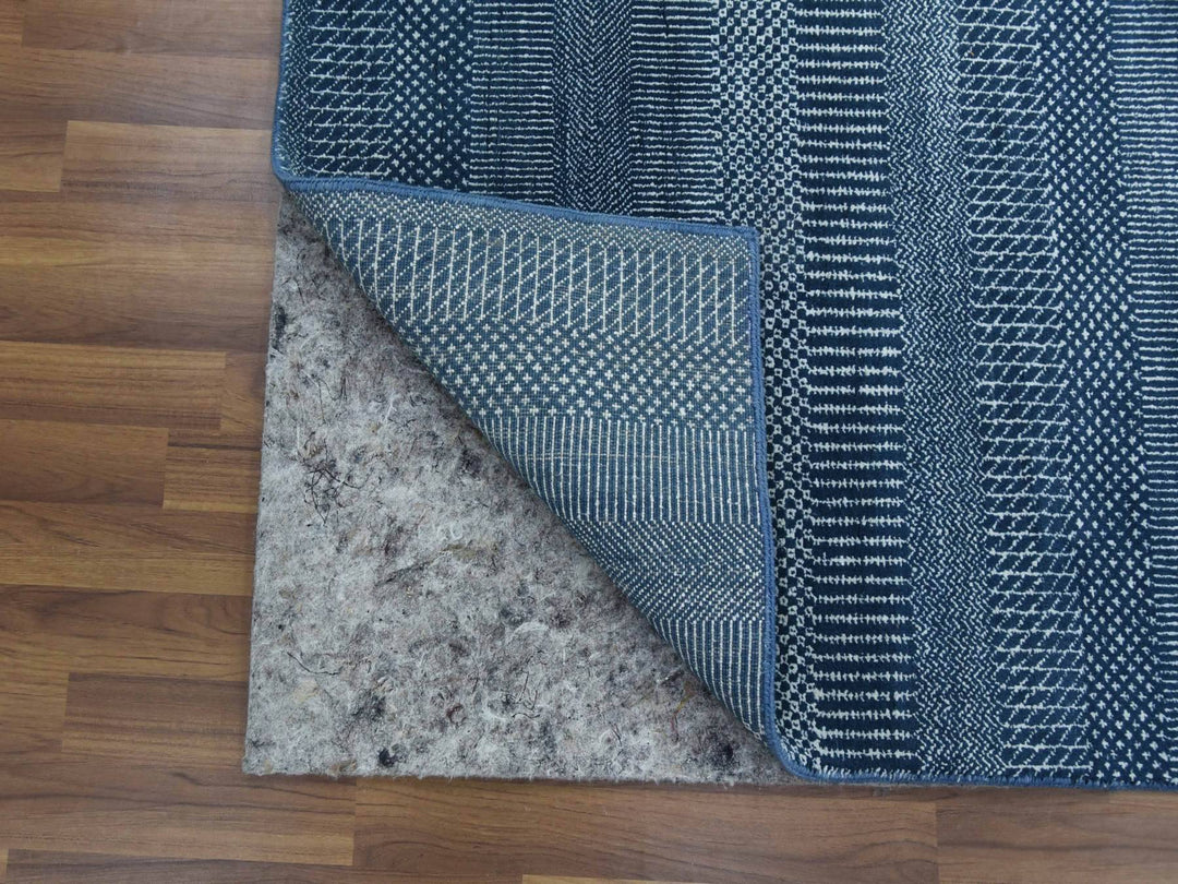 4'1" x 6'1" New Hand Knotted Blue Wool & Silk Rectangle Oriental Rug - MOA10279242
