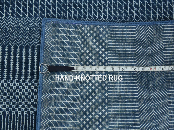 4'1" x 6'1" New Hand Knotted Blue Wool & Silk Rectangle Oriental Rug - MOA10279242
